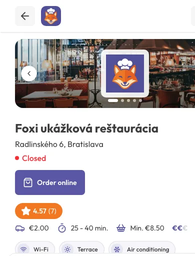 Mobile view of the same restaurant website with the Order online button